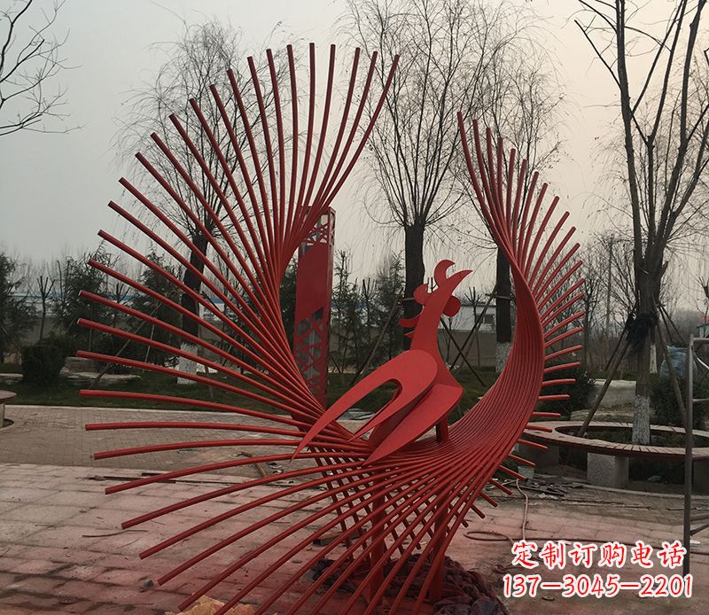 湖北不锈钢网状凤凰雕塑精美的艺术之作