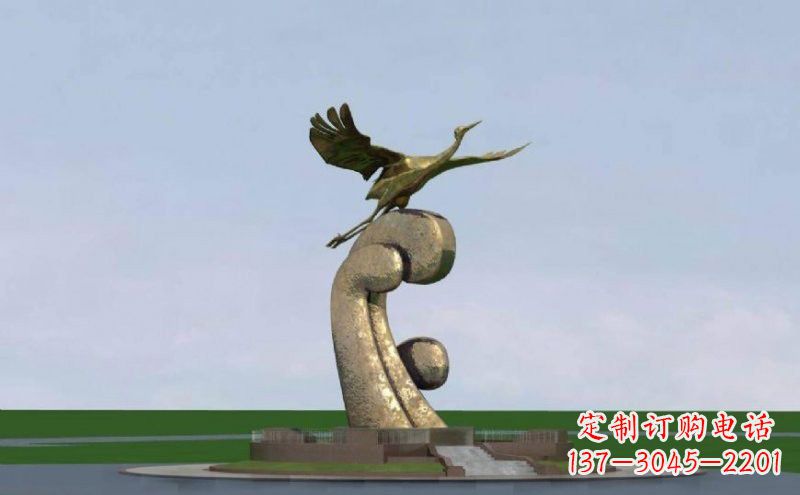 湖北不锈钢仙鹤雕塑象征着美丽和宁静