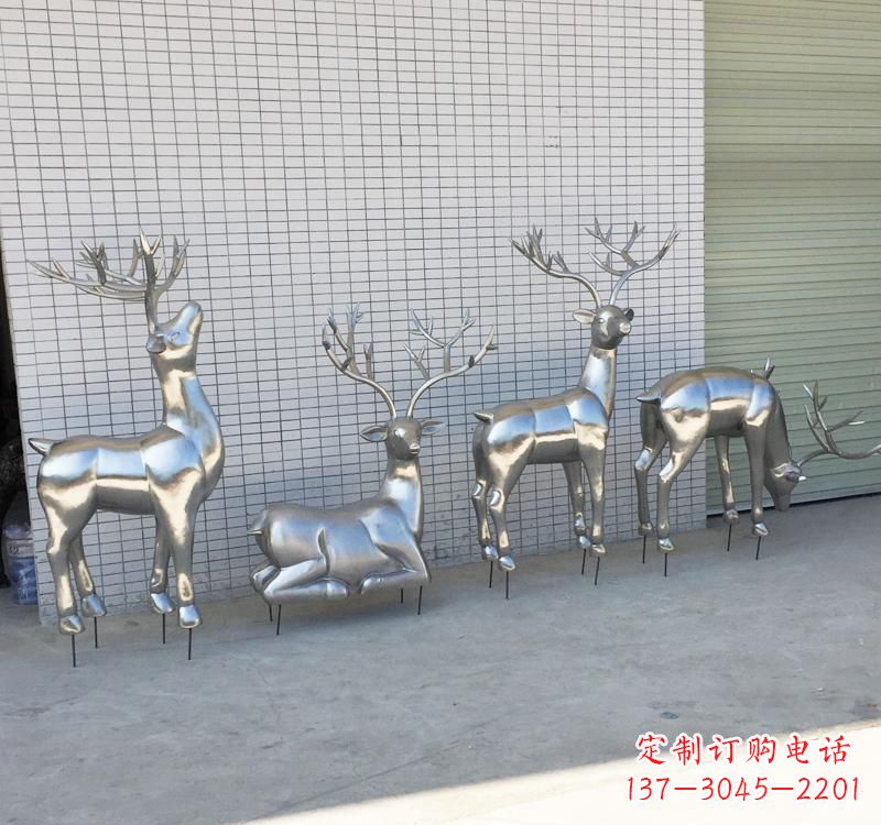 湖北不锈钢梅花鹿雕塑传承美丽的自然