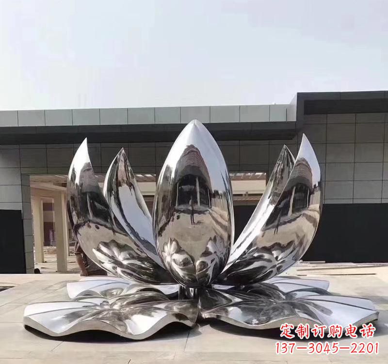湖北不锈钢现代镜面荷花雕塑精美绝伦