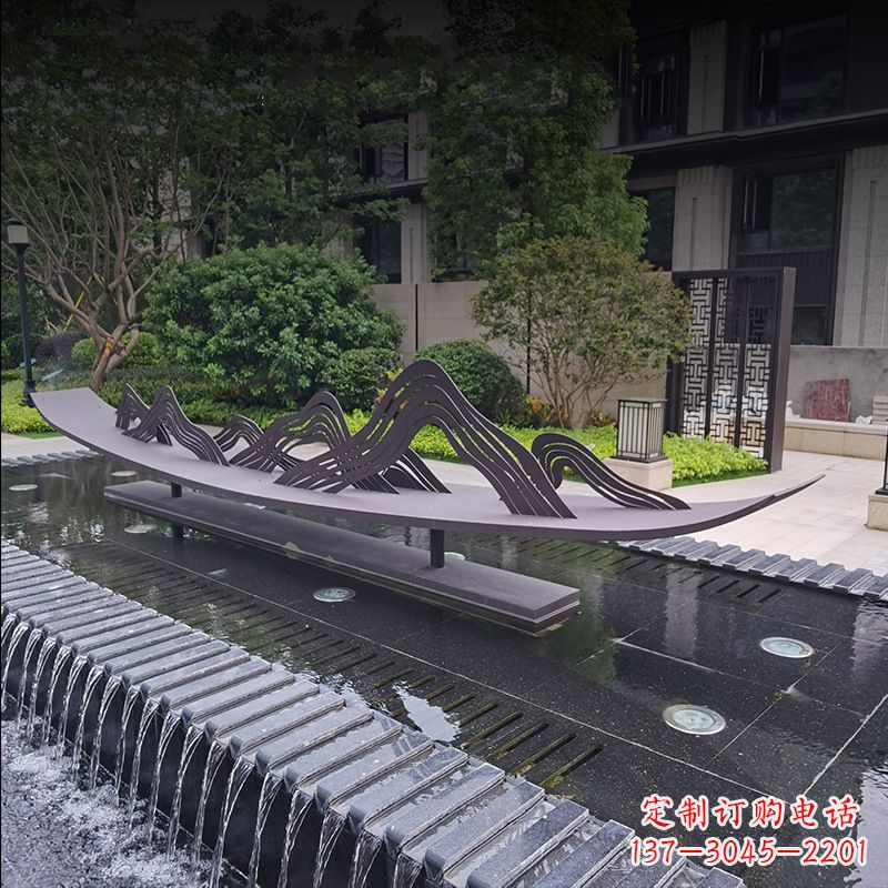 湖北精美的不锈钢小船假山