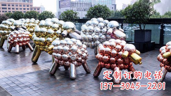 湖北不锈钢小羊肖恩抽象动物雕塑
