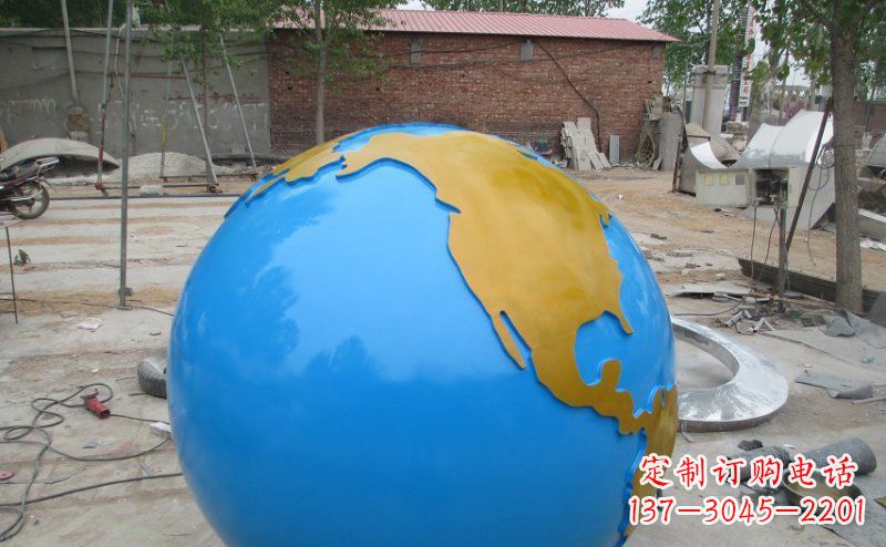 湖北不锈钢校园地球雕塑象征着全球友好