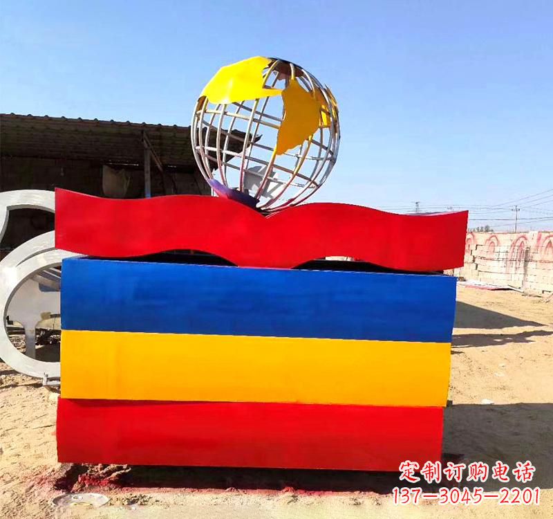 湖北不锈钢校园地球仪雕塑缅怀地球之美