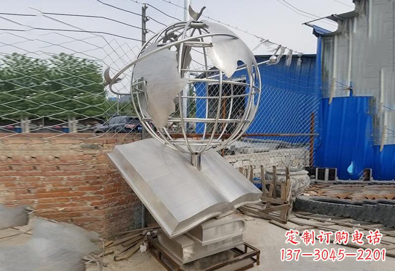 湖北不锈钢校园里的地球雕塑