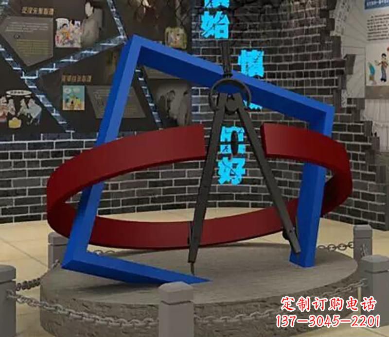 湖北不锈钢圆规雕塑实现景观美化的艺术之作