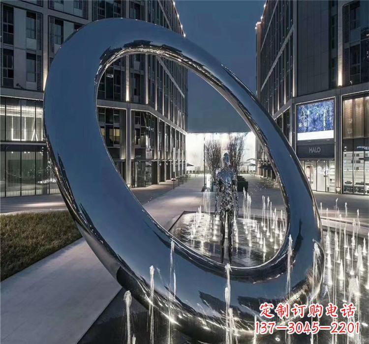 湖北不锈钢圆环景观雕塑2