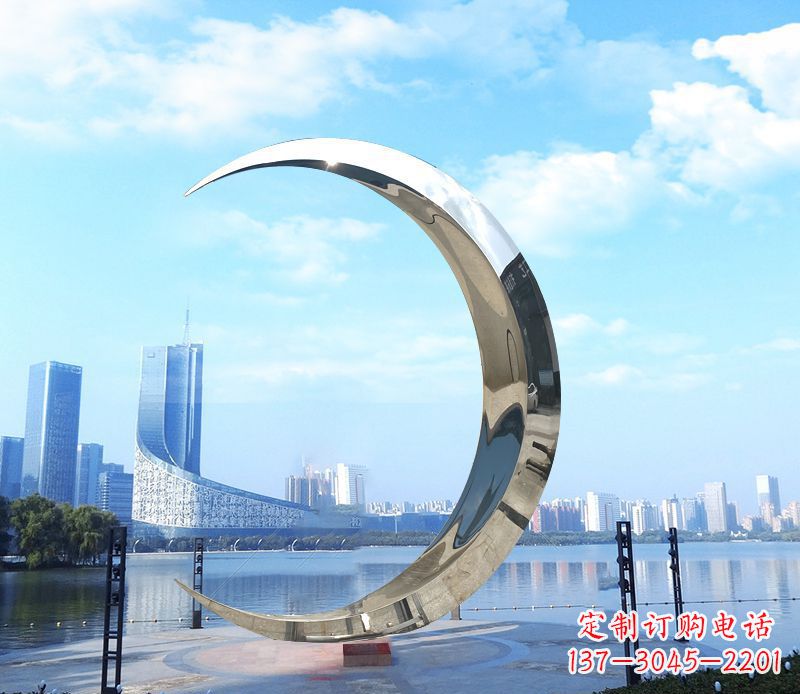 湖北不锈钢月亮雕塑象征着美丽的月亮