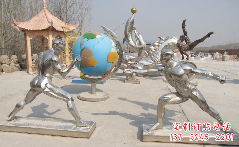 湖北勇敢者的身影——不锈钢运动员击剑雕塑