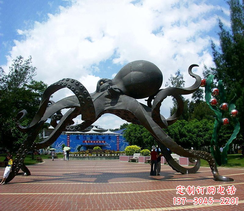 湖北不锈钢章鱼雕塑精美艺术品
