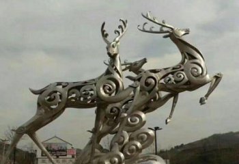 湖北梅花鹿雕塑——祥云梅花鹿广场的标志