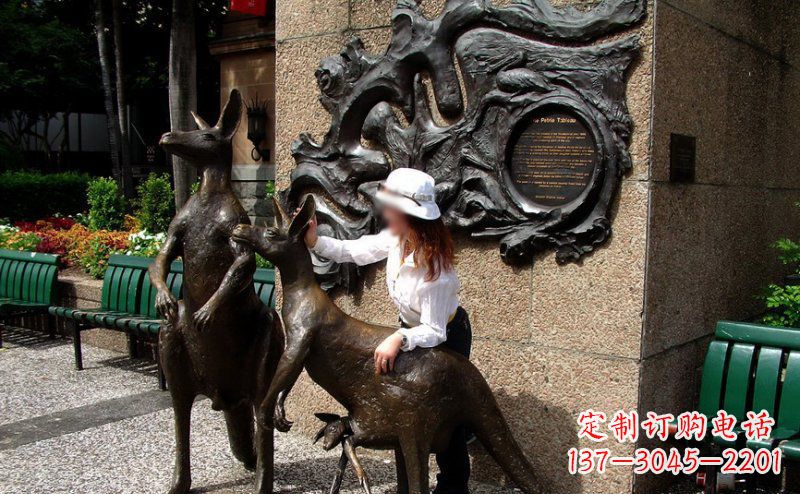 湖北袋鼠雕塑——装点步行街的美丽风景