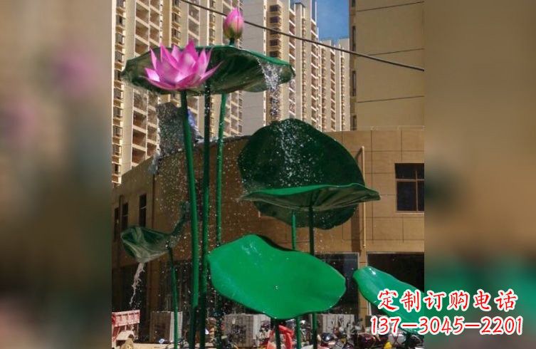 湖北彩色不锈钢荷花雕塑美丽而富有寓意