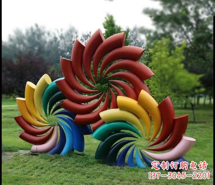 湖北彩色不锈钢风车雕塑