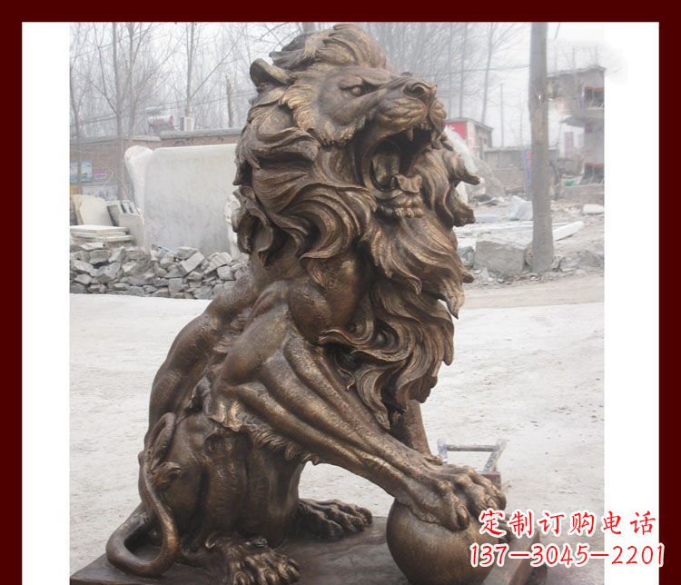 湖北传统工艺——踩球欧式狮子铜雕
