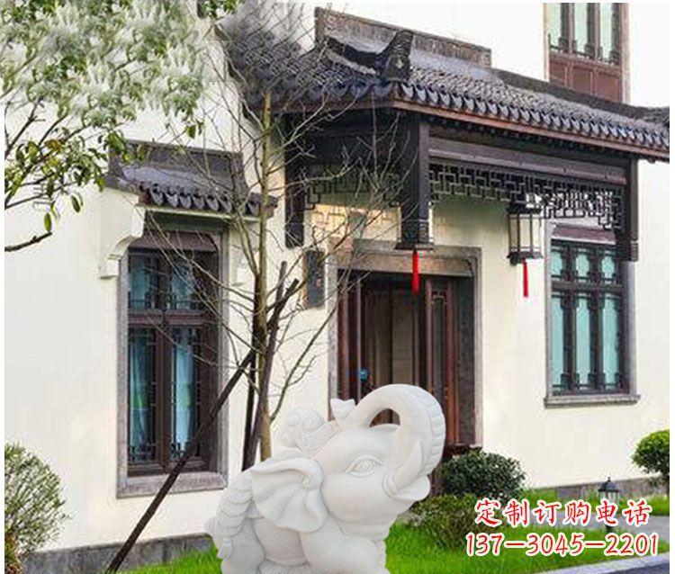 湖北踩元宝铜钱的小象门口招财石雕