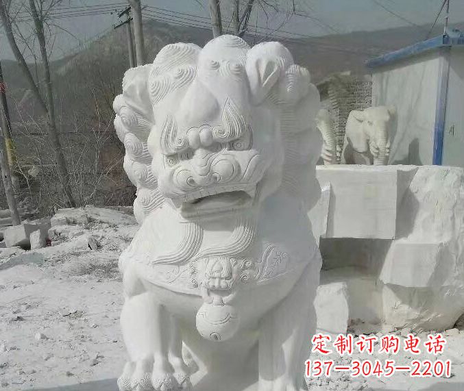 湖北踩绣球石狮子寺庙景观石雕