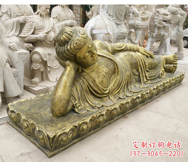 湖北侧躺佛像广场景观铜雕雕塑