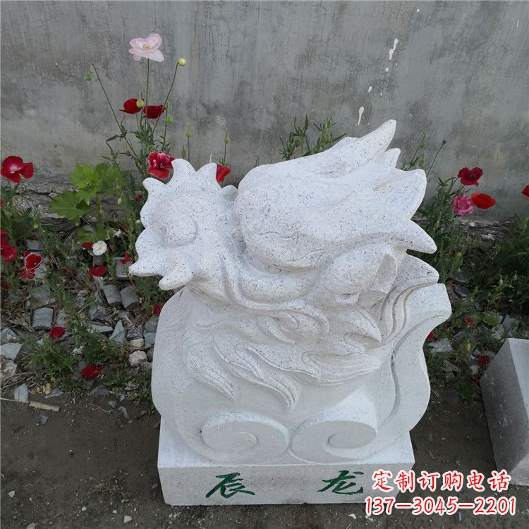 湖北辰龙—汉白玉动物雕塑摆件