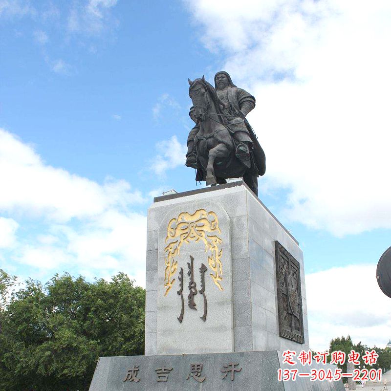 湖北成吉思汗象征英雄的铜雕塑