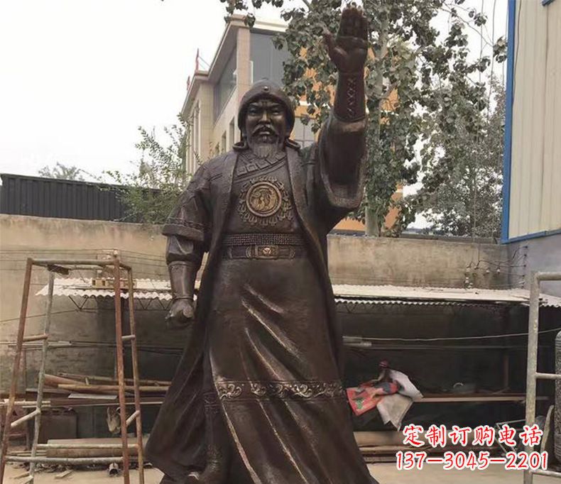 湖北传承民族英雄——成吉思汗铜雕