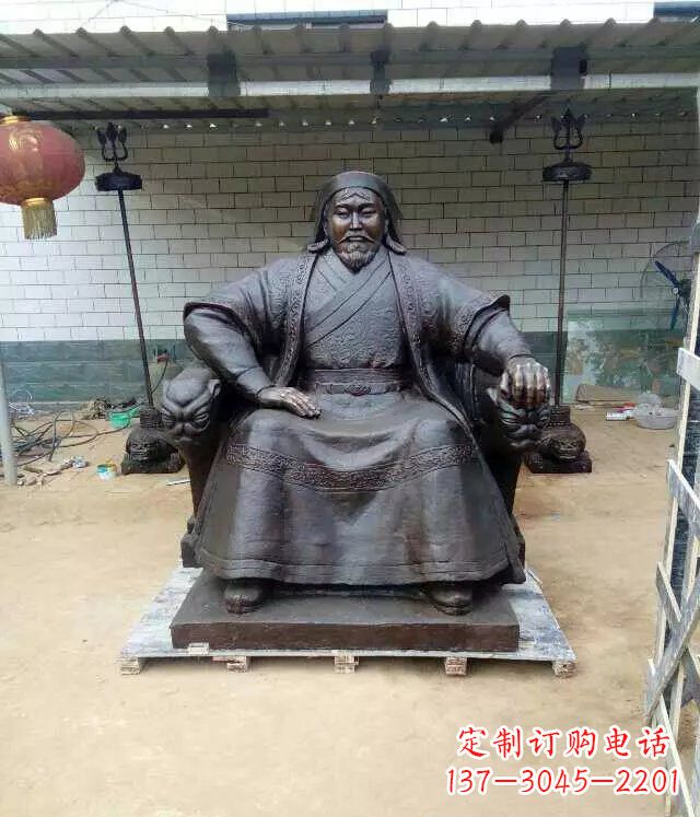 湖北成吉思汗铜雕古代伟人