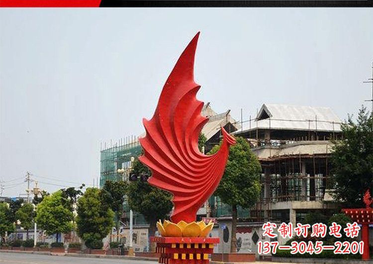湖北城市的至高象征——不锈钢凤凰雕塑