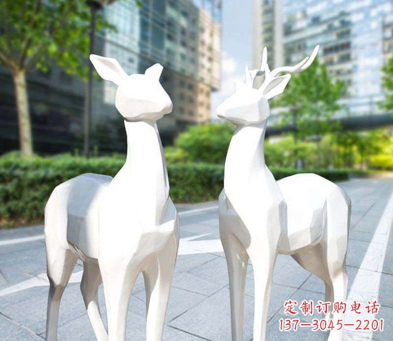 湖北景观雕塑鹿形不锈钢块面