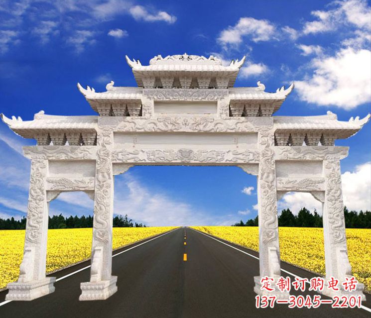 湖北城市建筑牌楼石雕