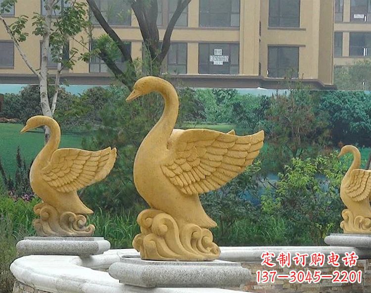 湖北天鹅雕塑美丽的园林装饰
