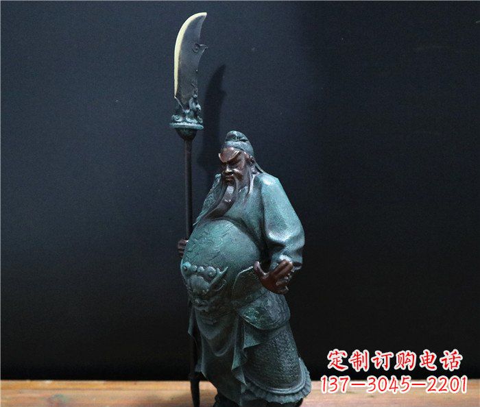 湖北玻璃钢仿铜关公雕塑