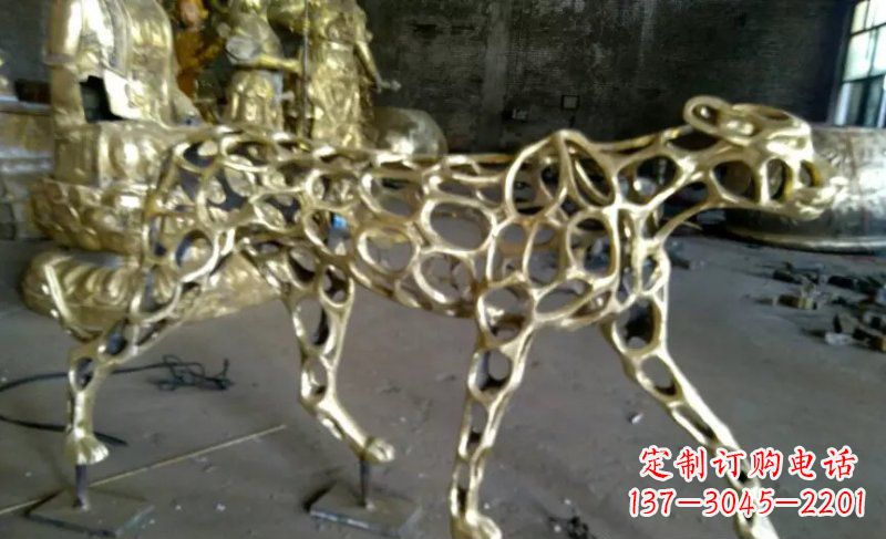 湖北抽象金钱豹公园动物铜雕 (3)