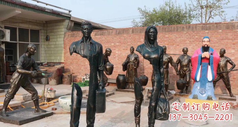 湖北抽象男人女人铜雕