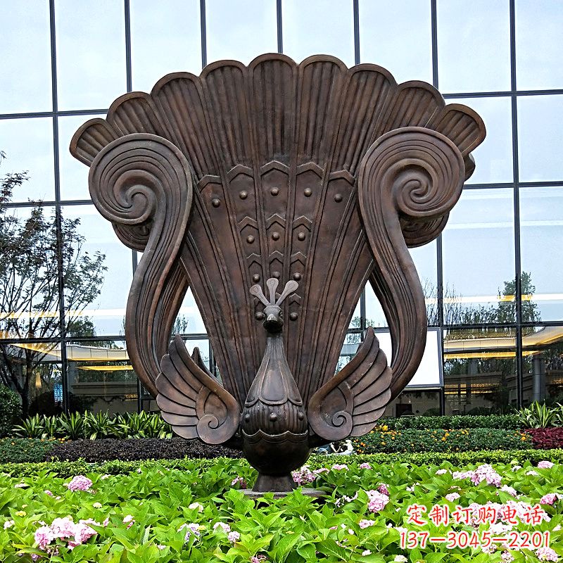 湖北抽象铜雕孔雀雕塑