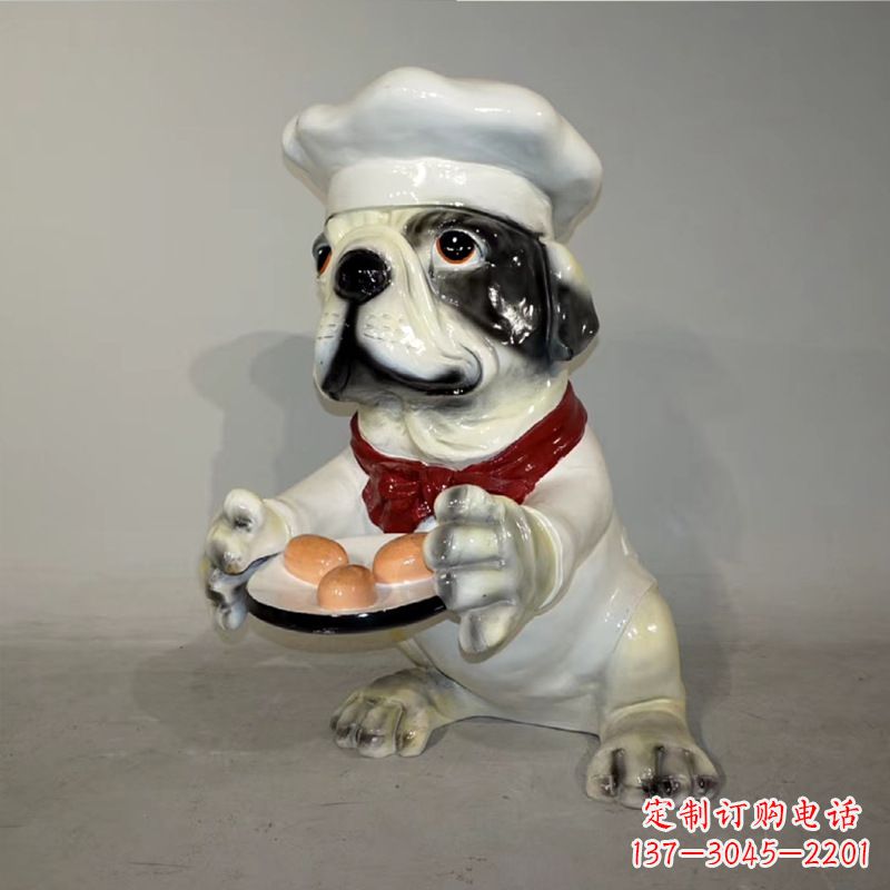 湖北玻璃钢仿陶瓷狗雕塑——以斗牛犬为原型