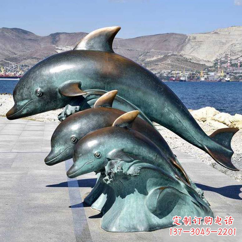 湖北纯铜海豚动物雕塑