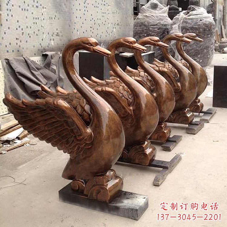 湖北精美纯铜喷水天鹅雕塑