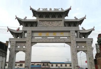 湖北以城市街道为主题的仿古石雕牌楼