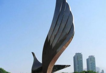 湖北不锈钢翅膀雕塑象征着自由的美