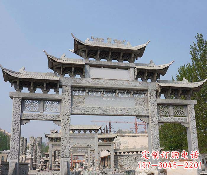 湖北大理石牌坊雕塑传承中国古典文化