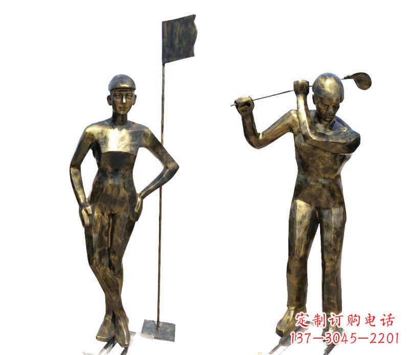 湖北打高尔夫人物广场景观铜雕摆件