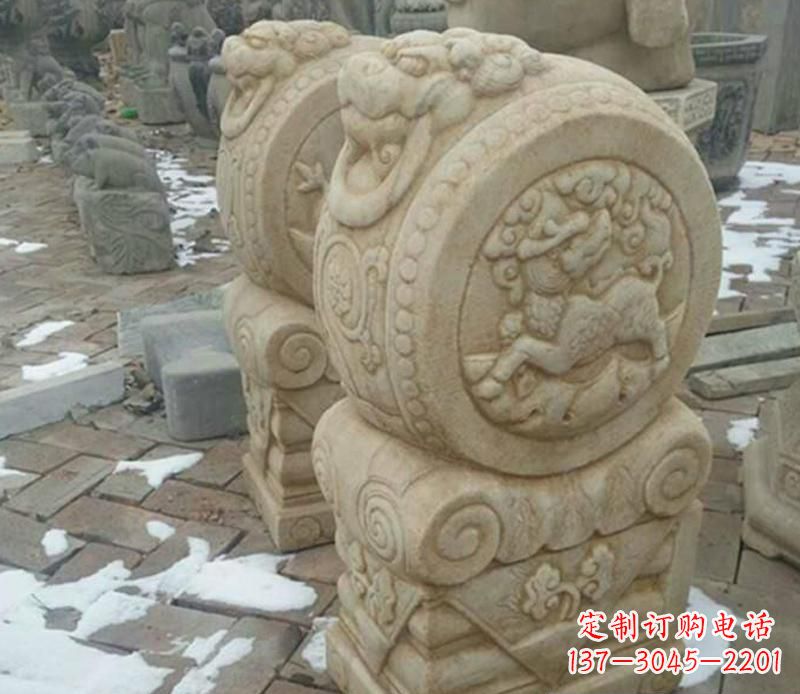 湖北大理石抱鼓公园门墩雕塑——精美雕刻展现灵动之美
