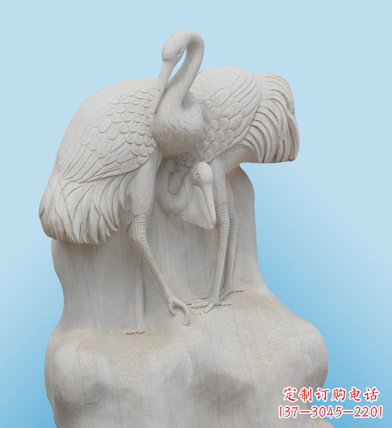 湖北大理石制作的丹顶鹤雕塑