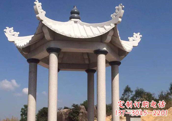 湖北大理石单层凉亭石雕