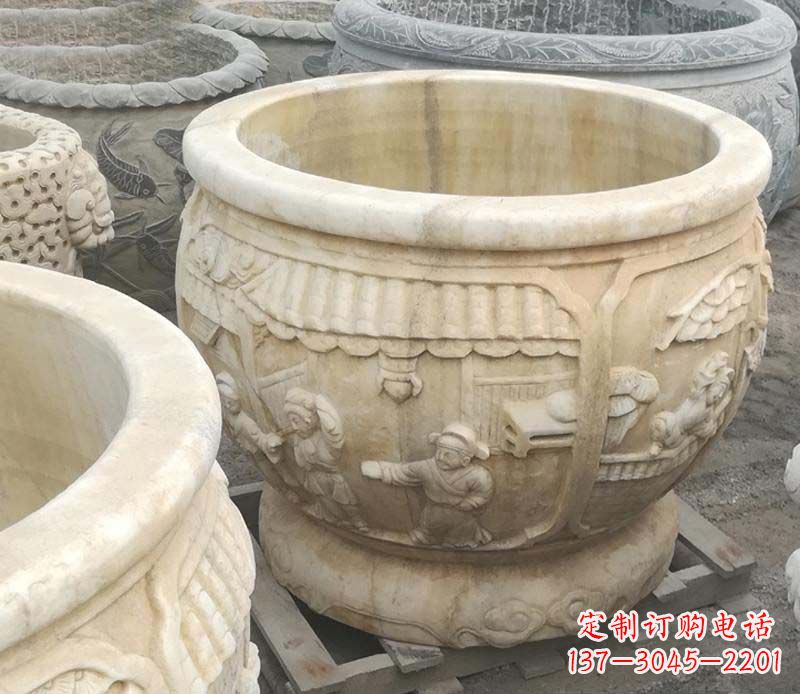 湖北雕刻精美的大理石儿童水缸