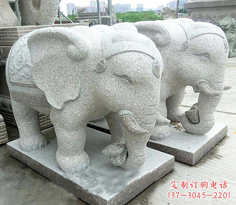 湖北大理石制作的精美招财大象雕塑