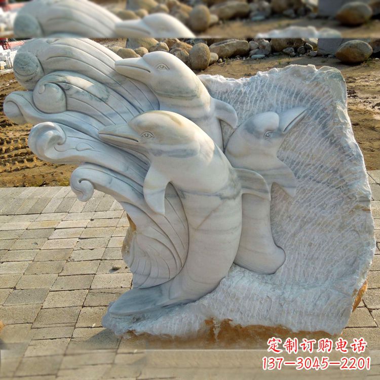 湖北海豚雕塑以大理石精美绝伦