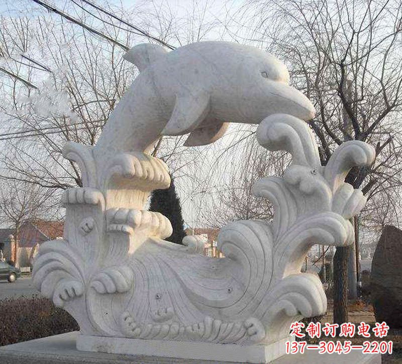 湖北海豚浪花大理石雕塑