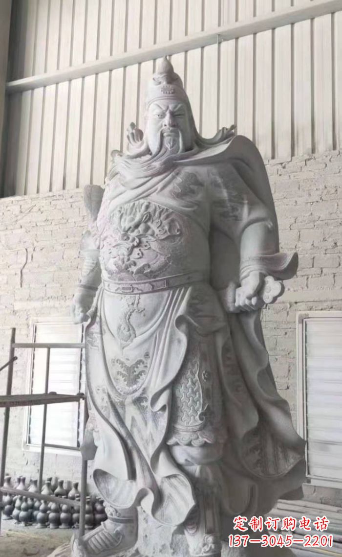 湖北大理石关公雕塑，精美绝伦