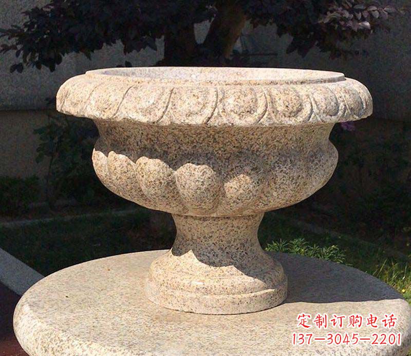 湖北大理石花钵公园花盆石雕